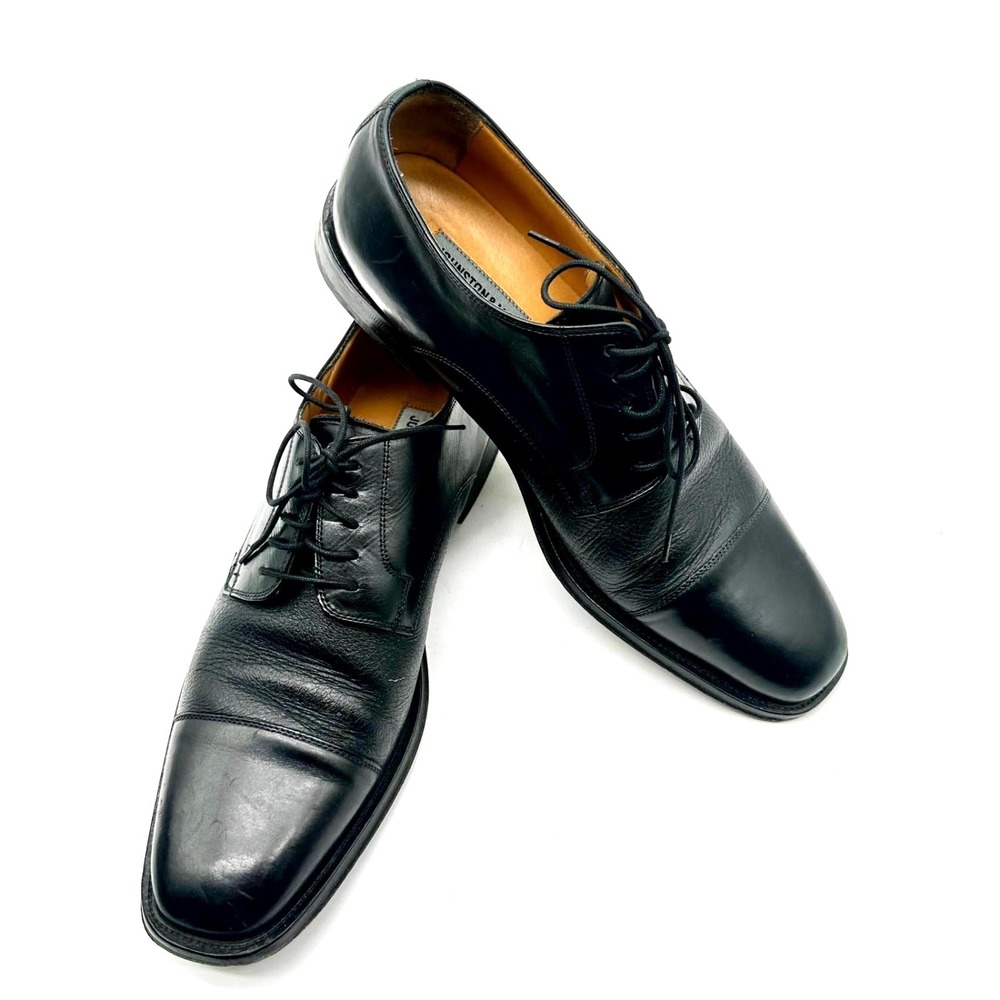 Johnston & Murphy Men's Black Leather Cap Toe 10M Dress Shoes 15 0671